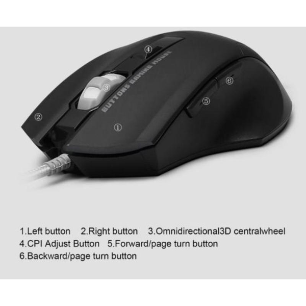 6 Buttons 2500 DPI LED Optical Wired Gaming Mouse